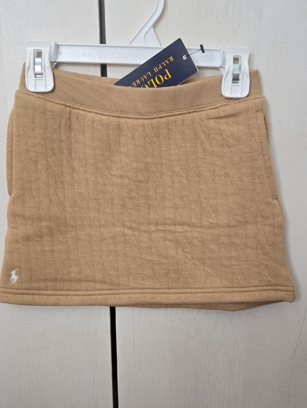 Polo Ralph Lauren Girls Quilted Cable-Knit Mini Skirt Beige 4 5